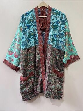 New Recycled Saree Silky Kimono OS